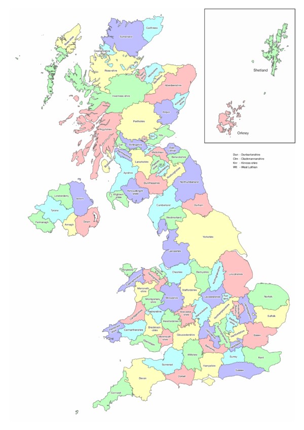 Map of the Counties  Association of British Counties